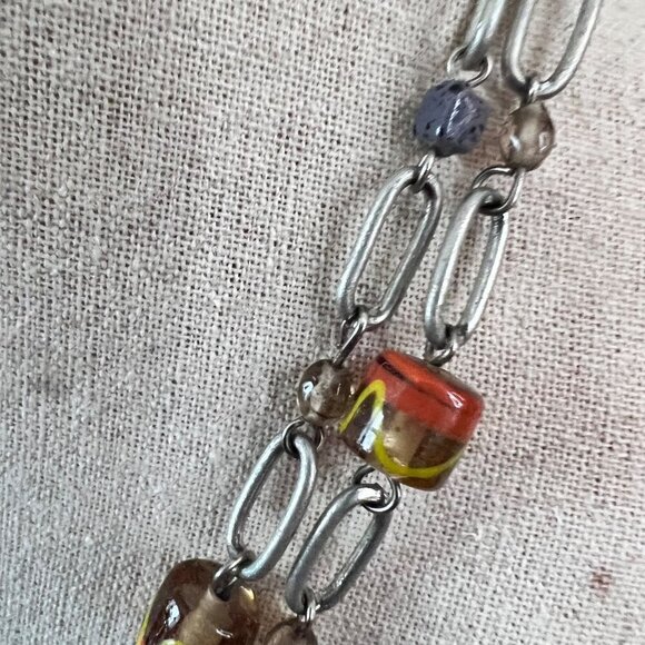 Long Art Glass Chain Necklace 44 Inch - Picture 6 of 7
